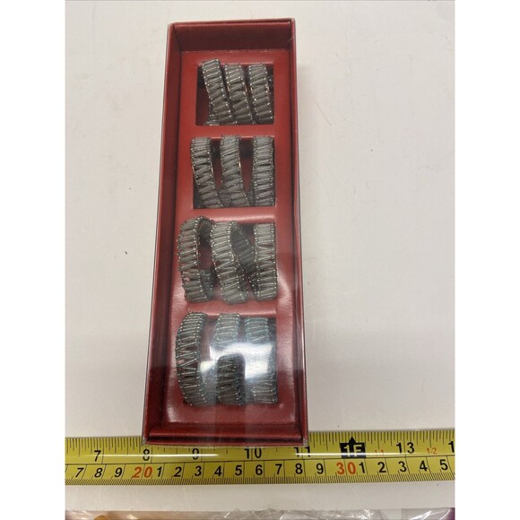 Pier 1 Imports Beaded Napkin Rings Set of 4 Silver In Gift Box - Picture 5 of 5